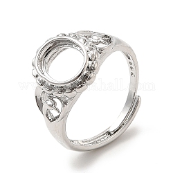 Laiton composants d'anneau réglable, supports de bague de pad, ovale, platine, diamètre intérieur: 19 mm, Plateau: 10x8 mm