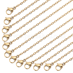 Sunnyclue 20 Uds. Conjunto de collares de cadena de cable de acero inoxidable con revestimiento al vacío y 304, dorado, 19.7 pulgada (50 cm)