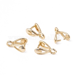 Eco-Friendly Brass Ice Pick Pinch Bails, Rack Plating, Long-Lasting Plated, Lead Free & Cadmium Free, Real 18K Gold Plated, 8.5x3.5mm, Hole: 1.5mm, Pin: 0.7mm