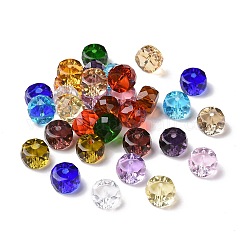 Perles en verre transparentes, facette, colonne, couleur mixte, 12x8mm, Trou: 1.6mm