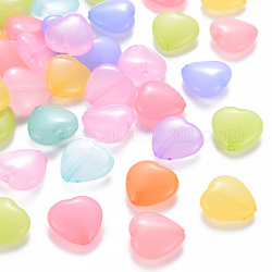 Transparent Acrylic Beads, Dyed, Heart, Mixed Color, 13.5x14x6mm, Hole: 1.5mm, about 775pcs/500g