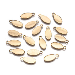 Oval Ion Plating(IP) 304 Stainless Steel Stamping Blank Tag Charms, Golden, 16x7x1mm, Hole: 1.5mm