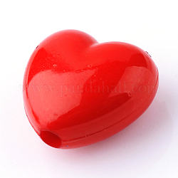 Perles acryliques opaques, cœur, rouge, 12x14.5x5.5mm, Trou: 1.5mm, environ 850 pcs/500 g