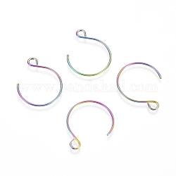 Ion Plating(IP) 304 Stainless Steel Earring Hooks, Rainbow Color, 22x18mm, Hole: 2.5mm, Pin: 0.8mm