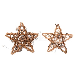 Décoration de guirlande de guirlande de vigne en rotin en forme d'étoile, pour les décors de fête de noël de pâques bricolage, burlywood, 11.5~12x11.5~12x2~3.5 cm