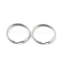304 Stainless Steel Split Key Rings, Keychain Clasp Findings, 2-Loop Round Ring, Stainless Steel Color, 35x3.5mm, Single Wire: 1.75mm