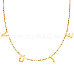 Shegrace Edelstahl Anhänger Halsketten, mit Kabel-Ketten und Karabinerverschlüsse, Wort Abstimmung, golden, 17.9 Zoll (45.5 cm)