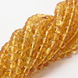 Brins ronds de perles d'ambre naturel, 6mm, Trou: 0.5~1mm, Environ 62 pcs/chapelet, 15.75 pouce