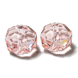 Perles en verre transparentes, facette, rondelle, Rosaline, 8x5mm, Trou: 1.2mm
