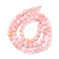 5 brins de perles de quartz rose naturel brins, ronde, 6~6.5mm, Trou: 0.8~1mm, Environ 60~63 pcs/chapelet, 15~15.5'' (38.1~39.37 cm)
