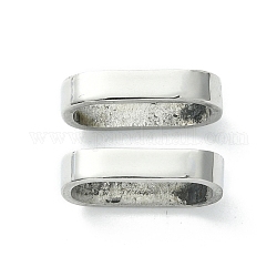 304 charms per diapositive in acciaio inossidabile / perle scorrevoli, per fare braccialetti con cordoncino di cuoio, ovale, colore acciaio inossidabile, 2.9x14.7x8.5mm, Foro: 12.3x6.2 mm