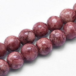 Natur Marmor Perlen Stränge, Runde, gefärbt und erhitzt, braun, 8 mm, Bohrung: 1 mm, ca. 46 Stk. / Strang, 15 Zoll (38 cm)
