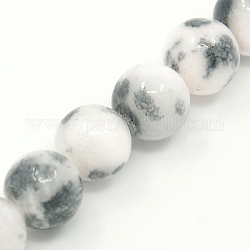 Natur persische Jade Perlen Stränge, gefärbt, Runde, Grau, 8 mm, Bohrung: 1.2~1.5 mm, ca. 50 Stk. / Strang, 16 Zoll