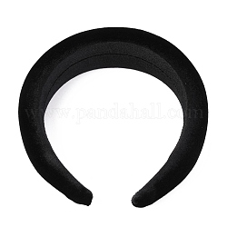 植毛布スポンジ厚いヘアバンド  DIYの女性のヘアアクセサリー用  ブラック  14~42mm  内径：145x125mm