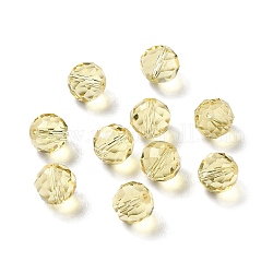 Verre imitation perles de cristal autrichien, facette, ronde, verge d'or pale, 8mm, Trou: 1mm