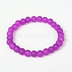 Pulseras elásticas para niños con cuentas de vidrio esmerilado para el día del niño., púrpura, 42mm