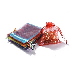 Mixed Color Organza Gift Bags, Jewelry Mesh Pouches for Wedding Party Christmas Gifts Candy Bags, Rectangle, about 10cm wide, 12cm long