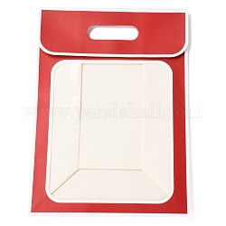 Rechteckige Papiertüten, Papiertüte umdrehen, mit Griff und Kunststofffenster, rot, 35x25x15 cm
