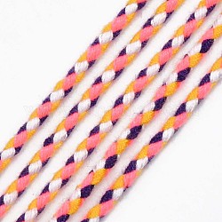 Полиэстер плетеные шнуры, ярко-розовый, 2 мм, около 100 ярд / пучок (91.44 м / пучок)