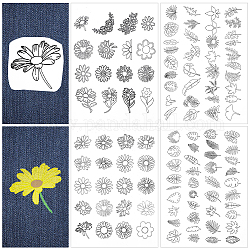 CRASPIRE 109Pcs 4 Sheets Flowers Daisy Water Soluble Embroidery Stabilizers Hand Sewing Stick and Stitch Transfers Paper Wash Away Pre-Printed Self Adhesive Patterns for Cloth Sewing Lovers Beginner