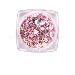 Accesorios de decoración de uñas brillantes, Con polvo de brillo y lentejuelas, diy sparkly paillette consejos uñas, orquídea, 0.1~3.5x0.1~3.5mm, aproximamente 1 g / caja