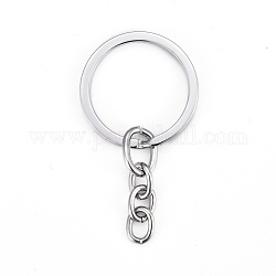 Split-Legierung Schlüsselanhänger, mit Ketten, Zubehör des Schlüsselbundverschlusses, Platin Farbe, 22 mm