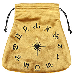 Мешочки для бархата, шнурок сумки, трапеция с рисунком созвездия, темные золотарник, 21x21 см