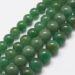 Fili di perle avventurina verde naturale, tondo, 10~12mm, Foro: 1 mm, circa 33~40pcs/filo, 15.7 pollice (40 cm).