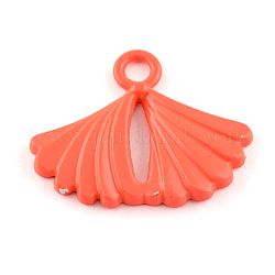 Alloy Spray Painted  Pendants, Cadmium Free & Lead Free, Leaf, Coral, 23x29x3mm, Hole: 3mm