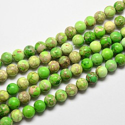 Fili di perle di diaspro imperiale naturale, tondo, tinto, lime, 8mm, Foro: 1 mm, circa 48pcs/filo, 15.7 pollice