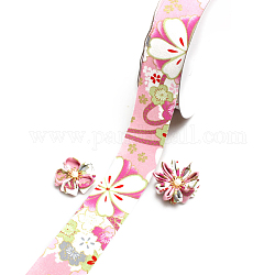 Rubans de coton, fleur, Accessoires de vêtement, perle rose, 1-5/8 pouce (40 mm), environ 10 mètres / rouleau