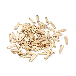 Placcatura ionica (ip) 304 linguette della catena in acciaio inossidabile, connettori di estensione catena, oro, 10x3x0.65mm, Foro: 0.8 mm e 1.5 mm