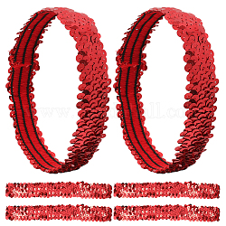 Breites, dehnbares, glitzerndes Stirnband, elastisches Pailletten-Stirnband, Haar-Accessoires für Mädchen, rot, 172x29x1.4 mm