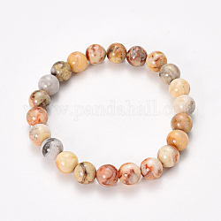 Agate fou naturel perlé bracelets extensibles, ronde, 2-1/8 pouce (55 mm), perle: 8~9 mm