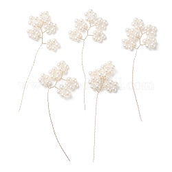 Colgante con cuentas de perlas de imitación de abs, con fornituras de alambre de latón dorado, encantos de la flor de la vida, whitesmoke, 80~85x25~30x4mm