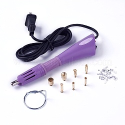 Outil applicateur de strass à chaude, tapez une prise (prise américaine), avec strass de couleur aléatoire ss16, support violet, 18.5x4x2.3 cm
