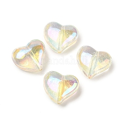 Transparent UV Plating Rainbow Iridescent Acrylic Beads, Heart, Clear AB, 13x14.5x7.5mm, Hole: 1.2mm