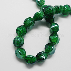 Handmade Lampwork Beads, Pearlized, Green, 16x12x12mm, hole: 2mm