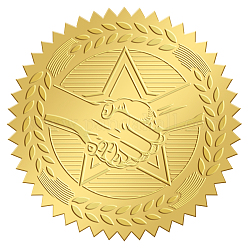Pegatinas autoadhesivas en relieve de lámina de oro, etiqueta engomada de la decoración de la medalla, signo de shaka, 50x50mm