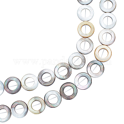 Benecreat 1 brin perles de coquille de lèvre noir naturel brins de cadre, donut, 15x2.5mm, Trou: 1mm, Environ 26 pcs/chapelet, 15.7 pouce (39.88 cm)
