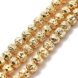 Fili di perle di roccia lavica naturale elettrodeposta, bicono, placcato oro chiaro, 4x5mm, Foro: 0.8 mm, circa 90~92pcs/filo, 15.75 pollice (40 cm)
