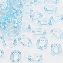 Transparent Acrylic Linking Rings, Quick Link Connectors, For Jewelry Chains Making, Oval, Light Sky Blue, 10x7.5x2.5mm, Hole: 3x5.5mm