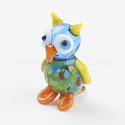 Home Decorations, Handmade Lampwork Display Decorations, Bird, Colorful, 24x10~13x10~13mm