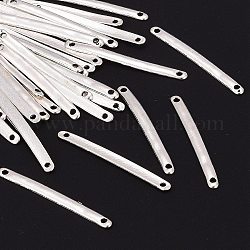 Conectores de enlaces de barra de estilo tibetano, para el diseño de joyas, sin plomo y cadmio, tira, plata antigua, 3x33x1mm, agujero: 1 mm