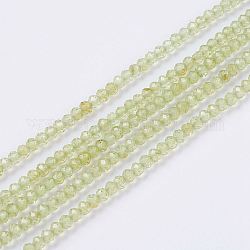 Natural Peridot Beads Strands, Faceted, Round, 2mm, Hole: 0.5mm, about 200pcs/strand, 15.5 inch