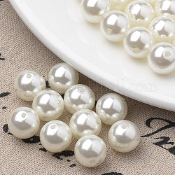 Hebras de perlas de imitación de plástico ecológico, alto brillo, Grado A, redondo, crema, 20mm, agujero: 1 mm, aproximamente 60 pcs / cadena, 47.24 pulgada
