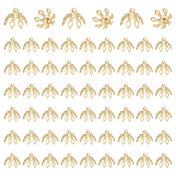 Pandahall elite 120 pz tappi di perline in ottone multi-petalo, fiore, oro, 8.5x10mm, Foro: 1.4 mm e 1.2x1.6 mm