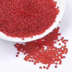 12/0 grado a cuentas redondas de semillas de vidrio, colores transparentes, rojo, 12/0, 2x1.5mm, agujero: 0.8 mm, aproximamente 30000 unidades / bolsa