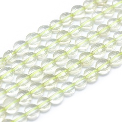Natural Lemon Quartz Beads Strands, Faceted, Flat Round, 4x2.5mm, Hole: 0.8mm, about 93pcs/strand, 15.15 inch(38.5cm)