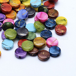 Perles acryliques d'effilage, peint à la bombe, plat rond, couleur mixte, 9x3.5mm, Trou: 1mm